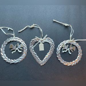 Sarah Lugg Midwest Seasons silver heart wedding wreath ornaments.